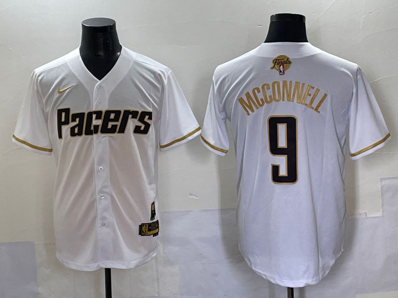 Men 2025 Indiana Pacers #9 Mcconnell White Joint Name NBA Jersey style 5